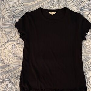 Madewell Black Semi Sheer Ruffled Top